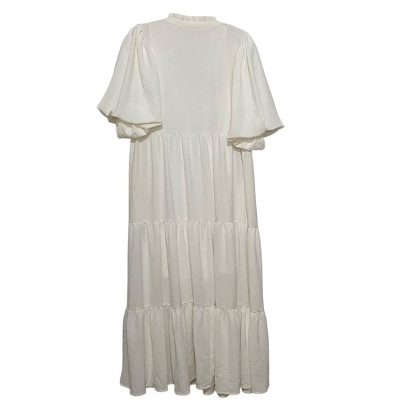 Entro Tiered Peasant Maxi Dress S White Cottagecore Romantic Coquette Ren Faire - Picture 4 of 7